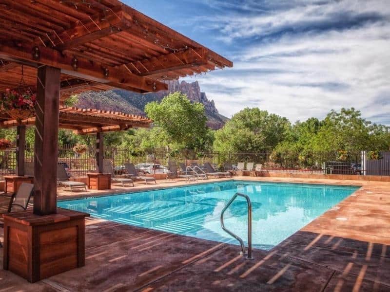 Outdoor pool at Cable Mountain Lodge - Zion lodging option in Springdale