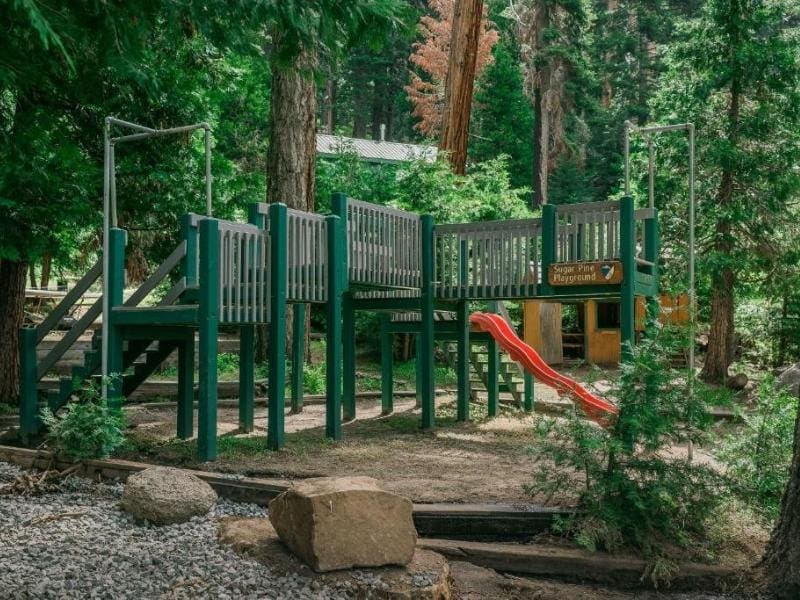 Kids outdoor playground at Silver City Mountain Resort in the Mineral King region of Sequoia National Park.