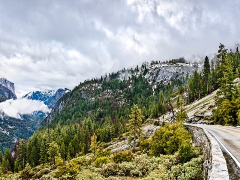 Road entering Yosemite Valley via the National Park's South Entrance.