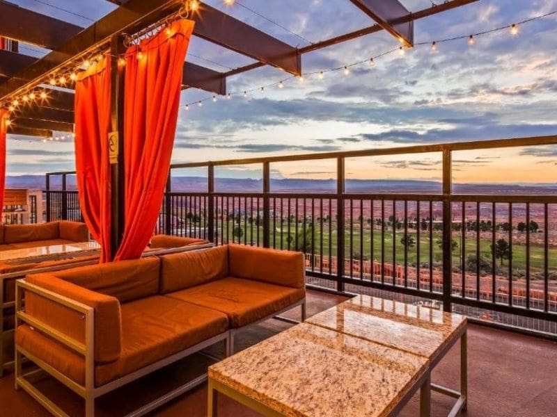 Outdoor deck with a view of Lake Powell at the Best Western in Page, Arizona