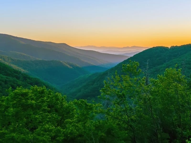Sunrise in the Blue Ridge Mountains, an essential component of any east coast national parks road trip.