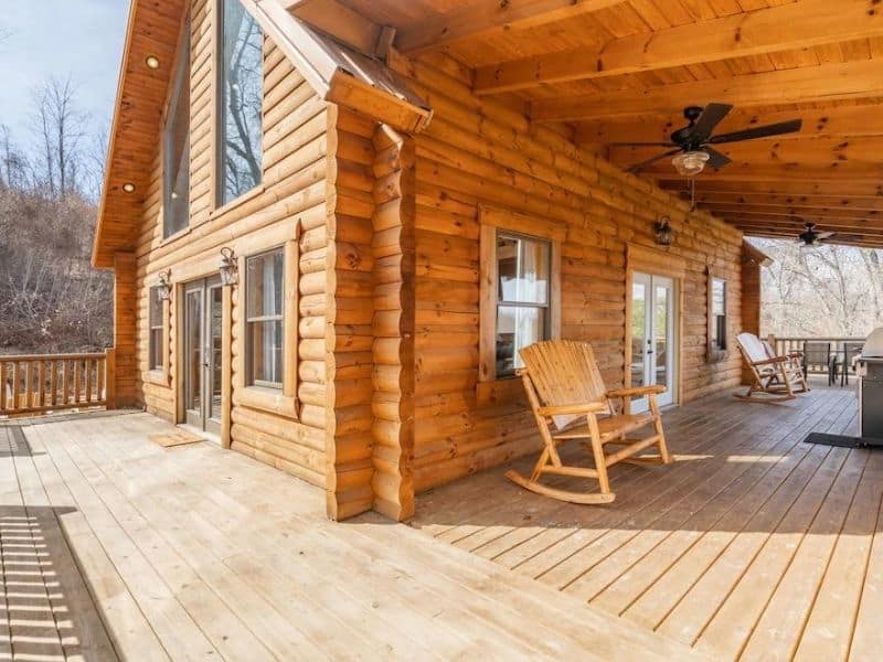 Traditional log cabin rental with modern finishes in Hocking Hills, OH - The Madison