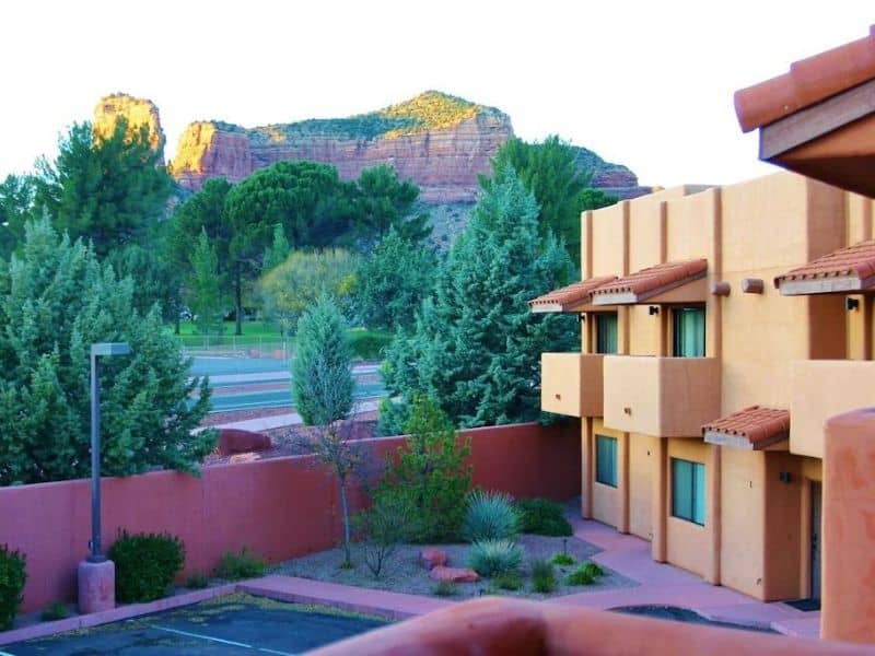 Southwest style condo complex in Sedona with red rock views.