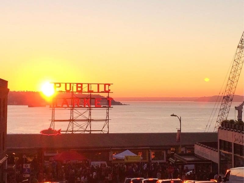 Sunset from Public Market in Seattle, WA.