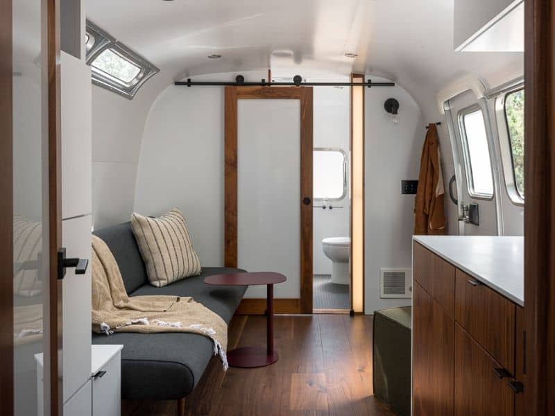 Interior living area in Airstream at AutoCamp Joshua Tree