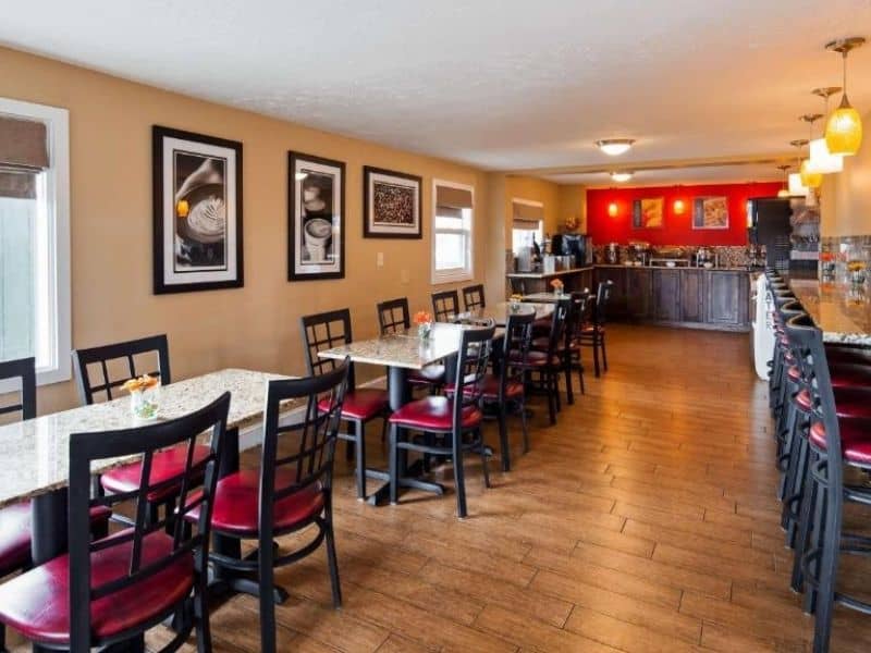 Dining area at Best Western Weston Inn in West Yellowstone with breakfast counter