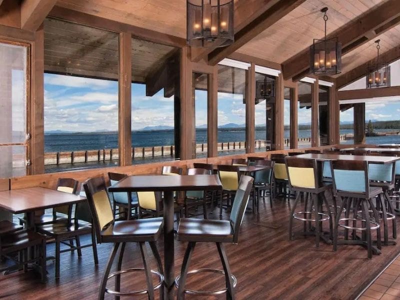 Restaurant at Grant Village Lodge in Yellowstone with views of Yellowstone Lake.