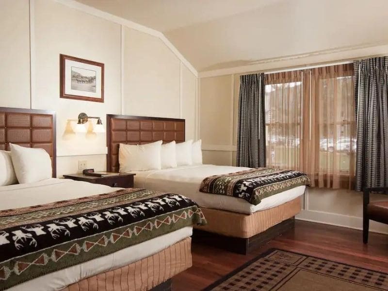 Queen room at Mammoth Hot Springs Hotel in Yellowstone National Park