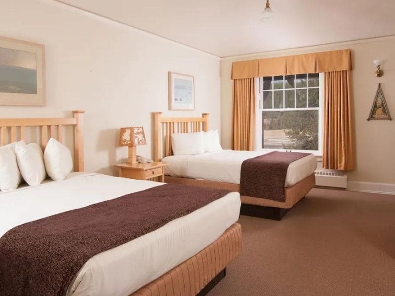 Queen guest room at Old Faithful Inn in Yellowstone National Park