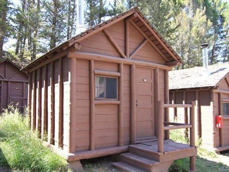 Simple wood cabins at Roosevelt Lodge in Yellowstone National Park