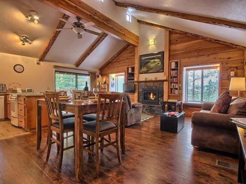 Dining and living area at Yosemite Refuge cabin