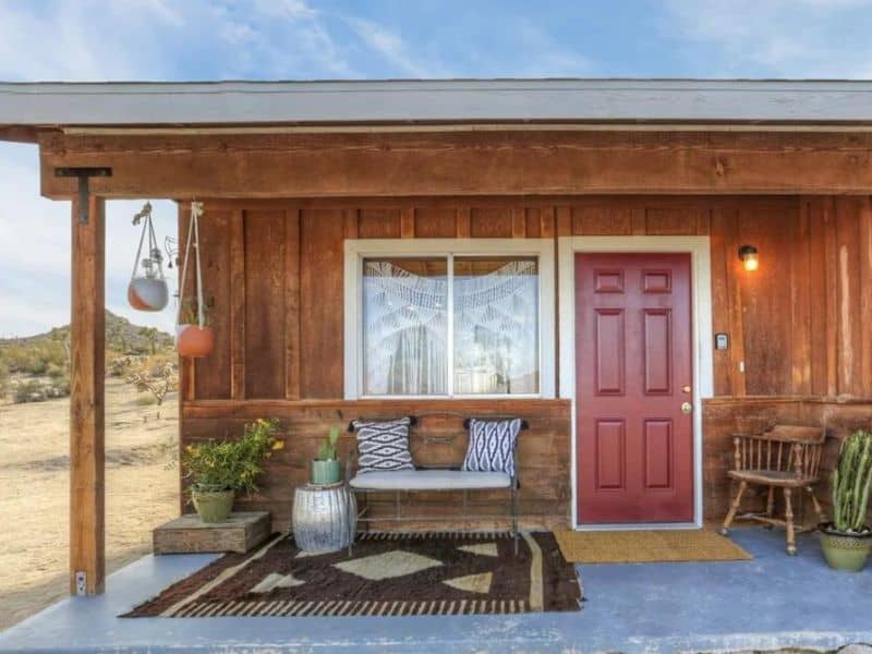 Front porch and entry at After Midnight, Morning - one of the prettiest airbnbs in Joshua Tree
