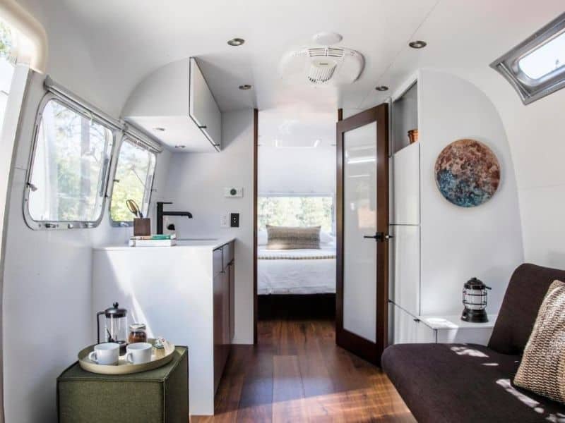 Interior of Airstream at AutoCamp Yosemite, CA
