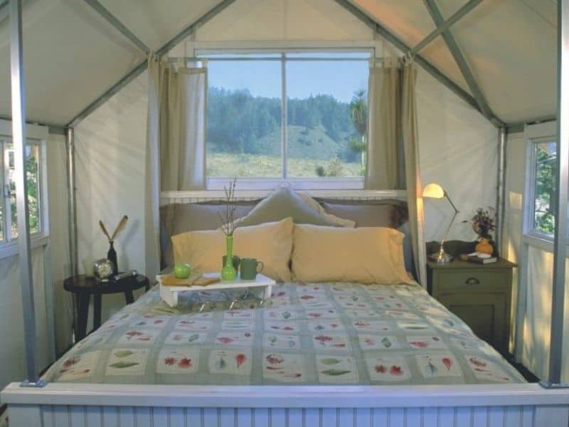 Interior of tent cabin at Costanoa Lodge and Camp