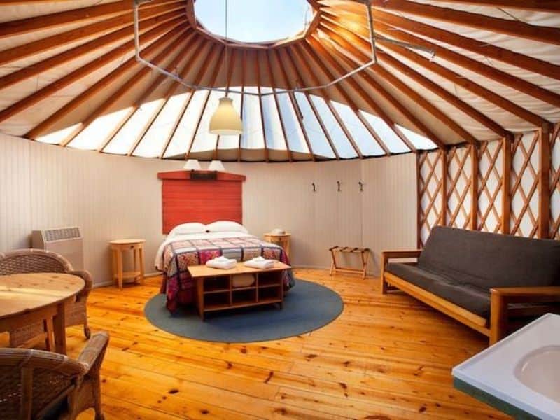 Interior of Yurt at Treebones Resort in Big Sur