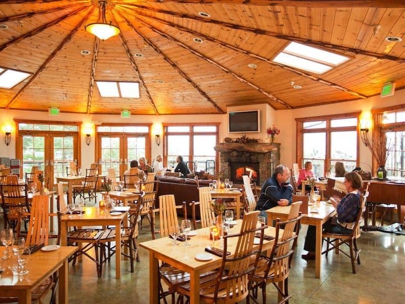 Communal dining area at Treebones Resort in Big Sur