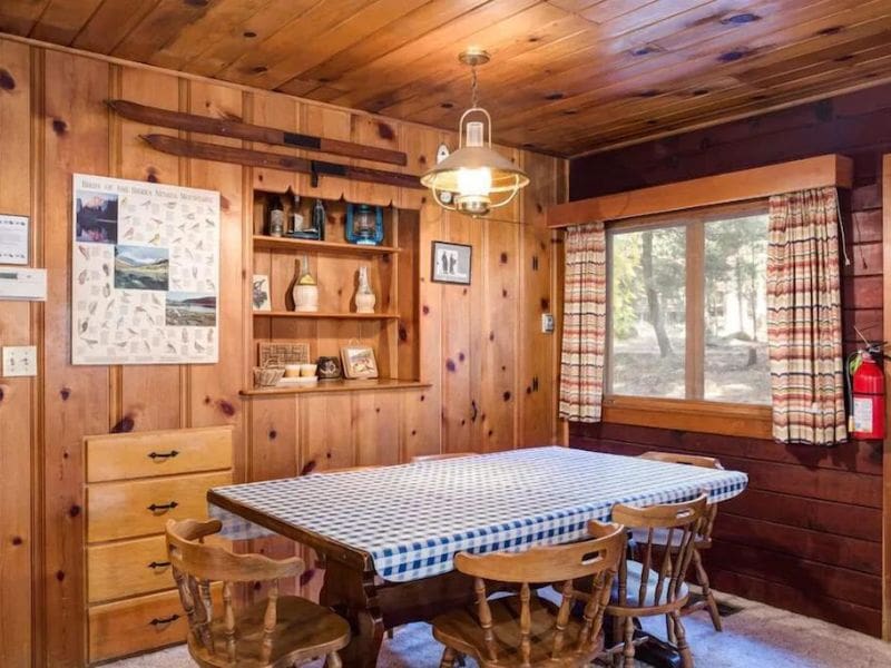 Dining area in Wawona cabin near Yosemite