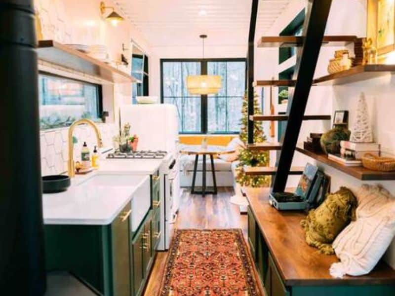 Modern interior of BoHo Box Hop Hocking Hills Airbnb