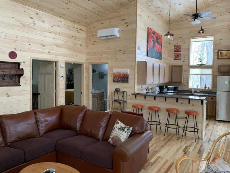 Modern interior of cabin rental in Hocking Hills