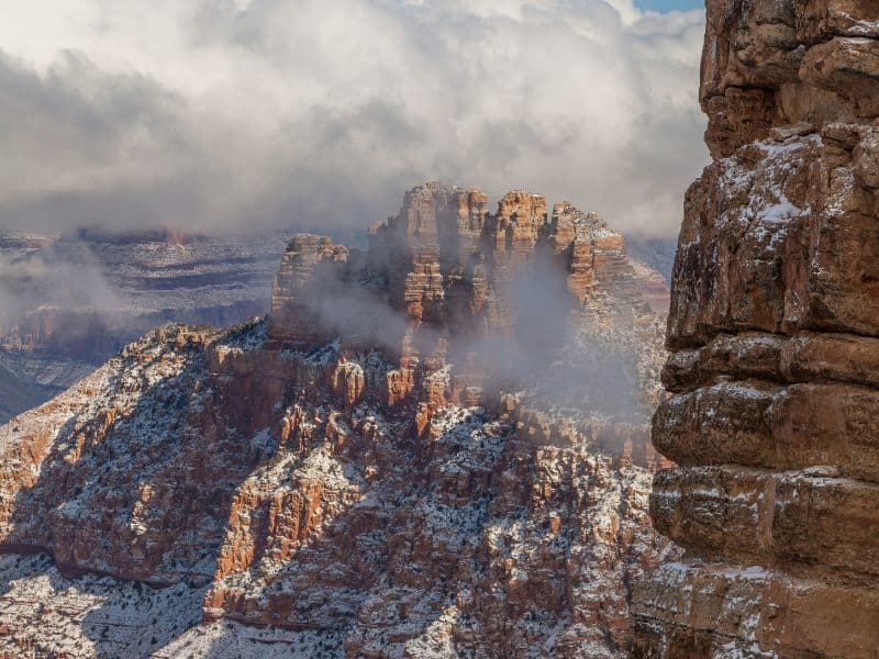 Snow in the Grand Canyon in winter