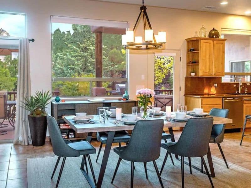 Well appointed dining room with set table
