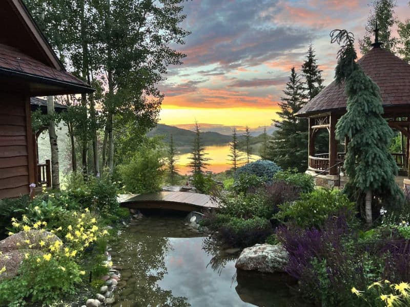 View from a private estate in Wildcat Ranch near Aspen CO at sunset.