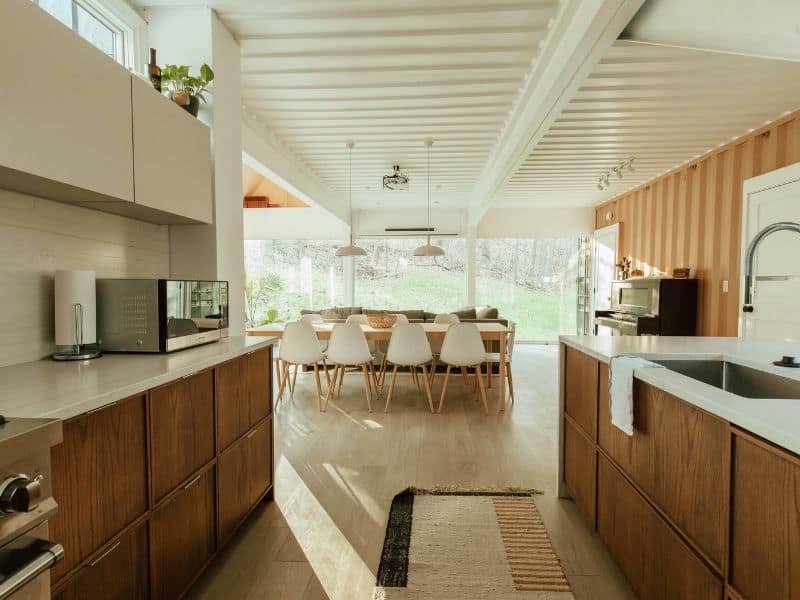A kitchen in a container cabin.
